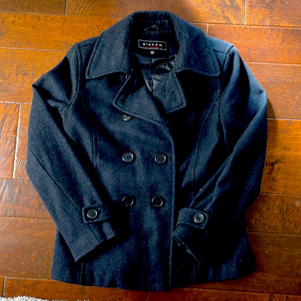Wool pea coat charcoal gray